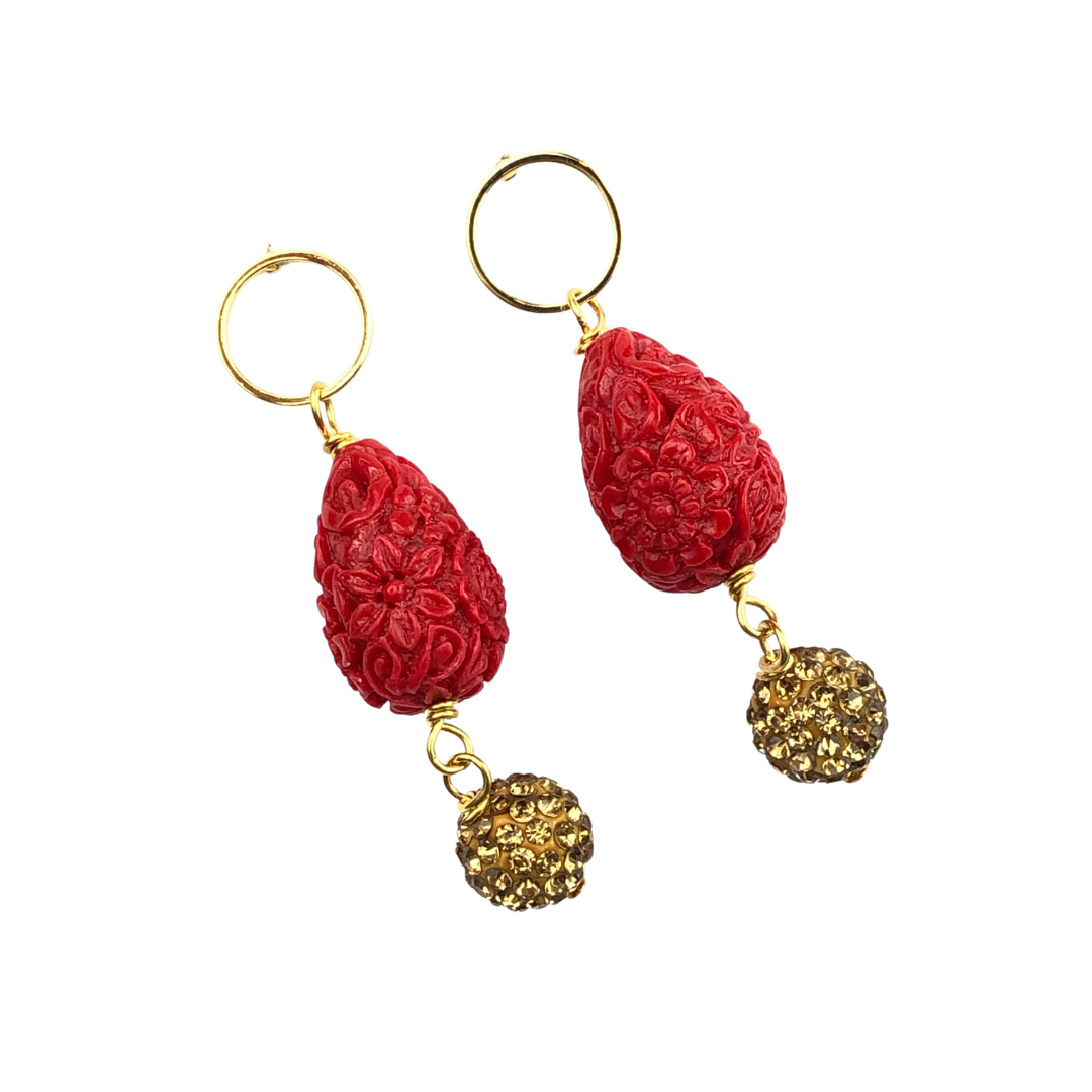 Red Grain Earrings Delta Earrings Cerese D, Inc. Gold