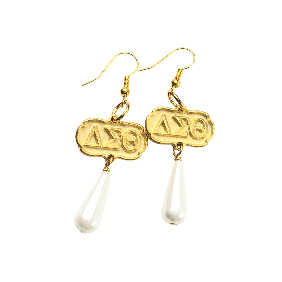 Delta Pearl Strong Earrings Delta Earrings Cerese D, Inc. Gold