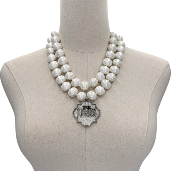 Links Classic Pearl Double Necklace LINKS Necklaces Cerese D Silver Shield DBL