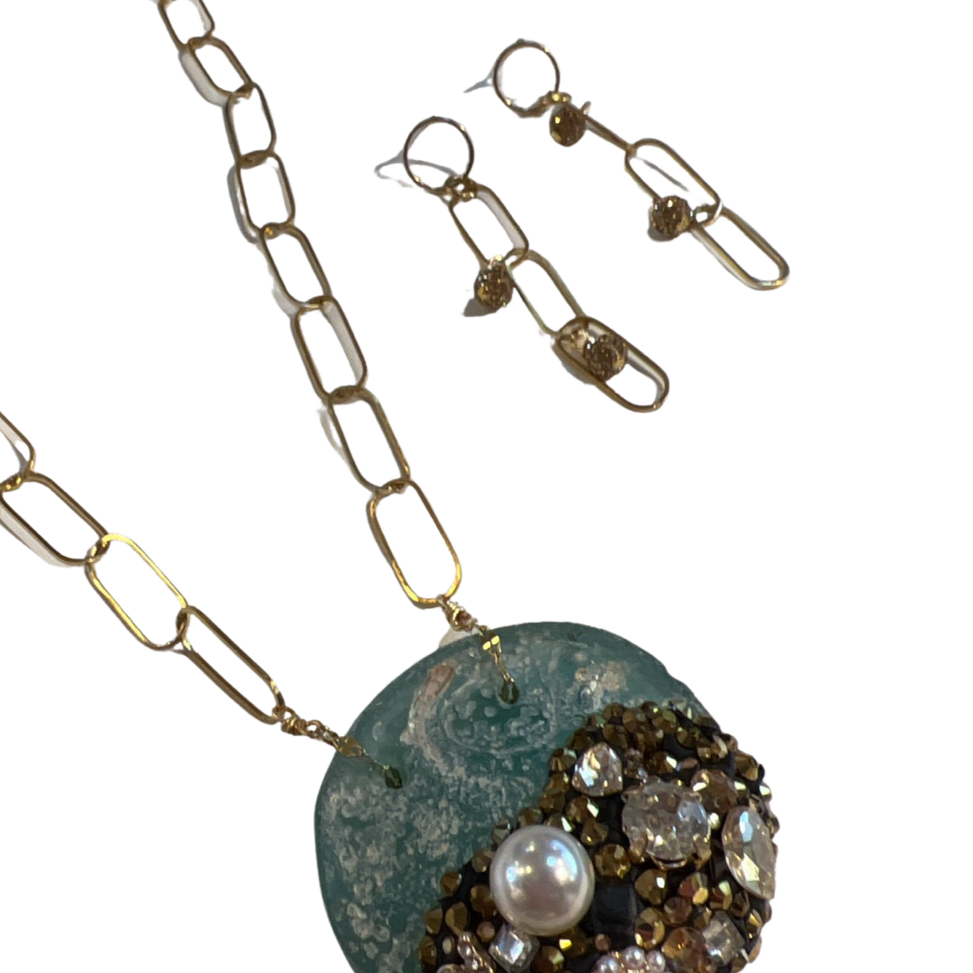 Peacock Roman Necklace OOAK Cerese D, Inc. A