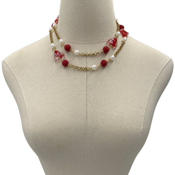Delta Pyramid Carved Coral Necklace DELTA Necklaces Cerese D Jewelry