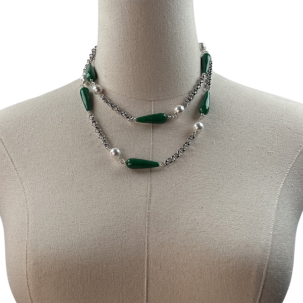 Green Droplet Necklace LINKS Necklaces Cerese D, Inc.
