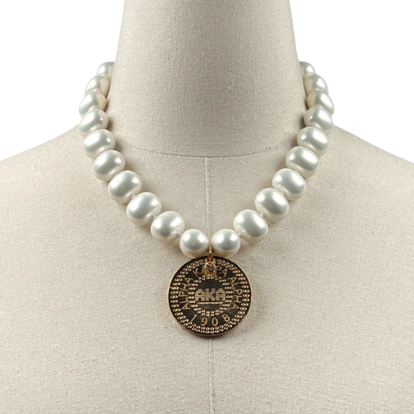 AKA Classic Pearl Single Necklace AKA Necklaces Cerese D Jewelry Gold Modern