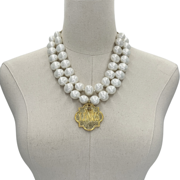 Links Classic Pearl Double Necklace LINKS Necklaces Cerese D Gold Shield DBL