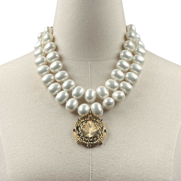AKA Classic Pearl Double Necklace AKA Necklaces Cerese D Jewelry Gold Ivy Trust DBL