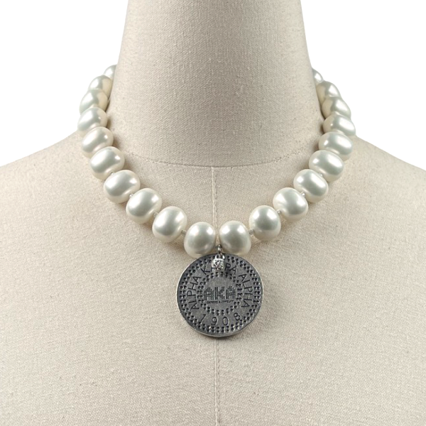 AKA Classic Pearl Single Necklace AKA Necklaces Cerese D Jewelry Silver Modern