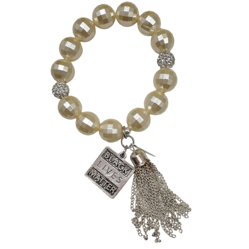 Dove Life Faceted Acrylic Stretch Bracelet Zeta OTZ Cerese D, Inc. Option B - Black Lives Matter Average 7"-7.5"