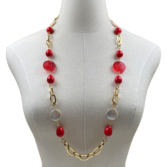 Delta Fantastic Red Necklace DELTA Necklaces Cerese D, Inc. Option B Gold