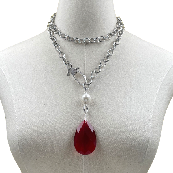 Delta Fortitude Teardrop Chain Necklace DELTA Necklaces Cerese D, Inc. Silver