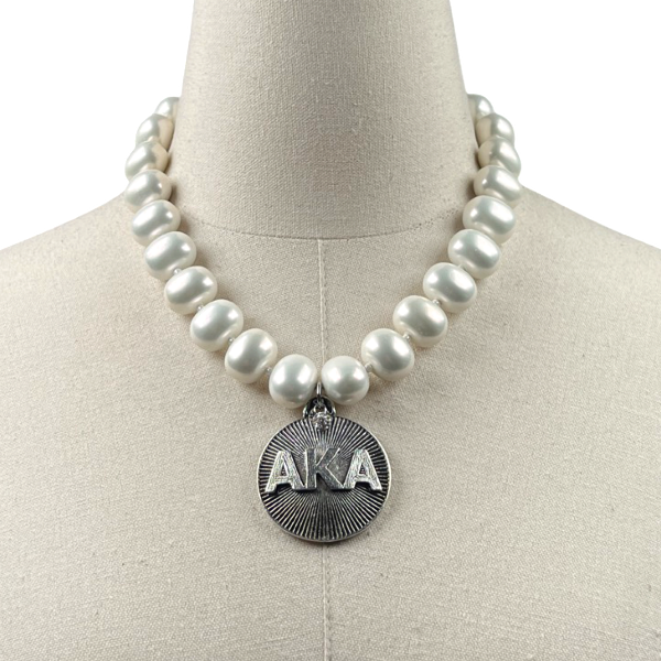 AKA Classic Pearl Single Necklace AKA Necklaces Cerese D Jewelry Silver Radiant