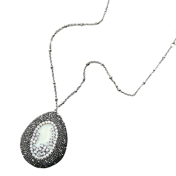 Mother of Pearl Pave Pendant Necklace AKA Necklaces Cerese D, Inc.