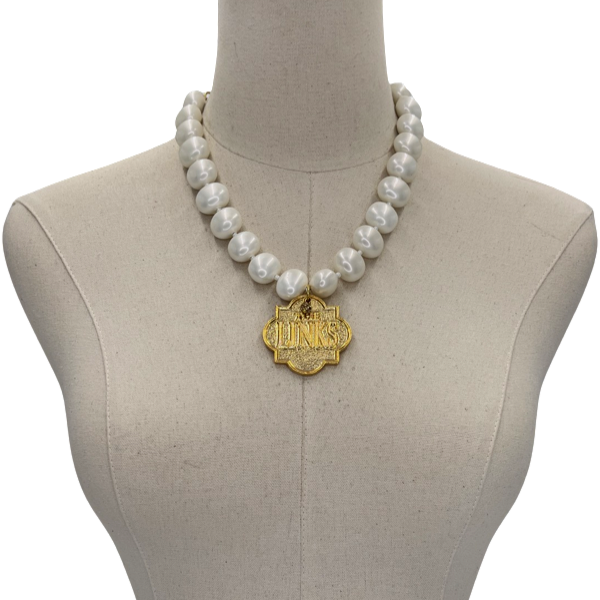 Links Classic Pearl Single Necklace LINKS Necklaces Cerese D Gold Shield