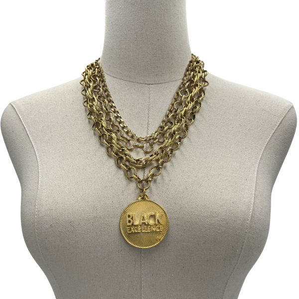 Black Classic Beat Necklace Black Excellence Cerese D, Inc. Gold