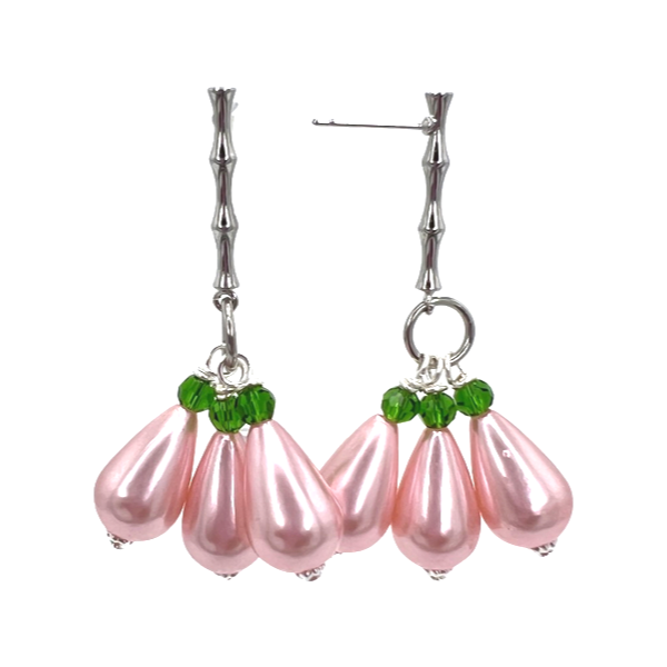 Bamboo Pink Green Earring Earrings Cerese D, Inc. Silver