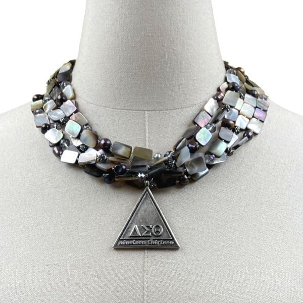 Silver Rectangular Mother of Pearl Multi Strand Necklace CLOSED Delta Cerese D, Inc.