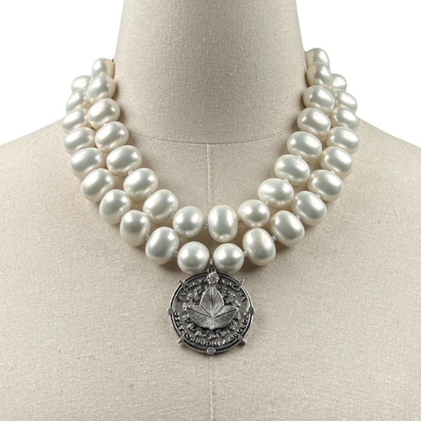 AKA Classic Pearl Double Necklace AKA Necklaces Cerese D Jewelry Silver Ivy Trust DBL