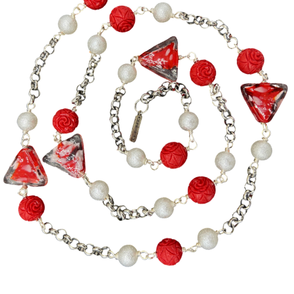 Delta Pyramid Carved Coral Necklace DELTA Necklaces Cerese D Jewelry