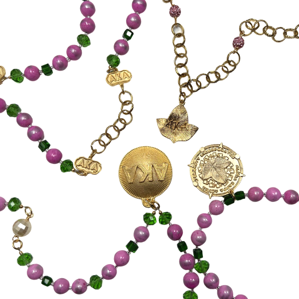 AKA Summer Pink Agate Necklace Set AKA Necklaces Cerese D, Inc.