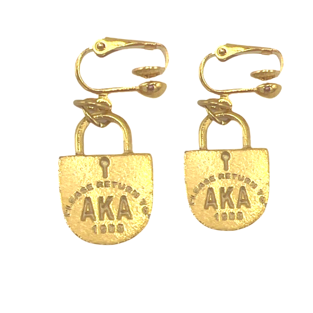 AKA Lock 1908 Earring AKA Earrings Cerese D, Inc. Gold Clip On