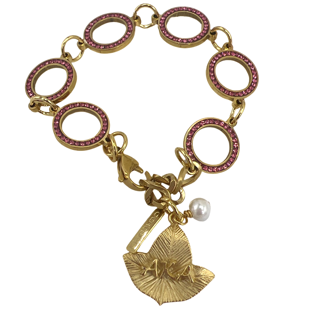 AKA Pink Panther Crystal Bracelet AKA Bracelets Cerese D, Inc. Gold Leaf