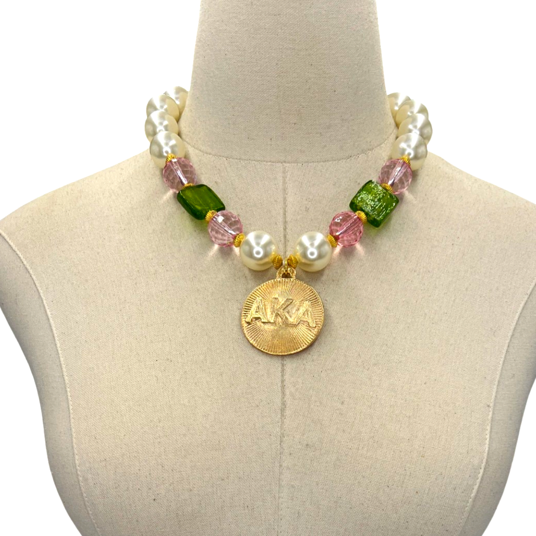 AKA Ready Necklace AKA Necklaces Cerese D, Inc. Gold Style B Xtra pink