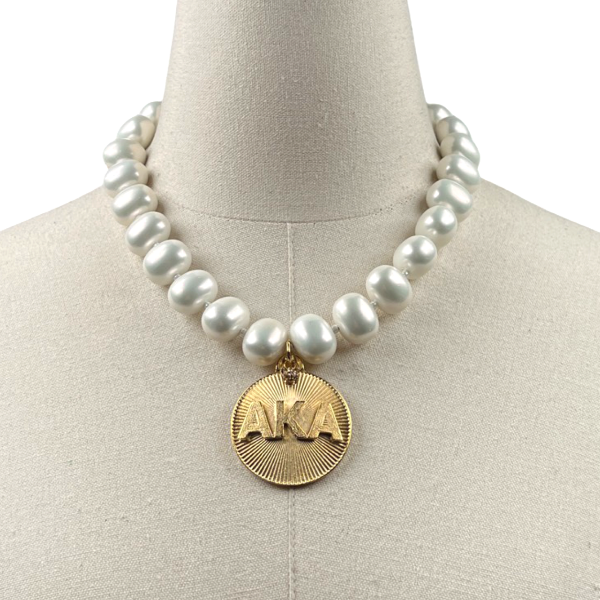 AKA Classic Pearl Single Necklace AKA Necklaces Cerese D Jewelry Gold Radiant
