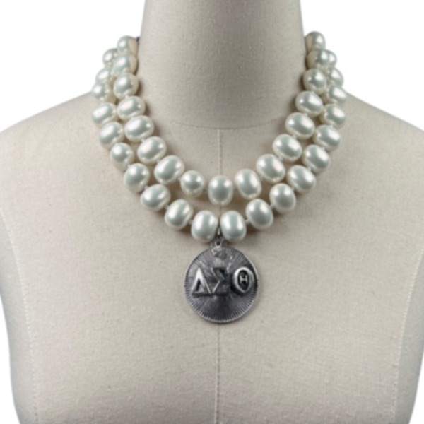 Delta Classic Pearl Double Necklace DELTA Necklaces Cerese D Jewelry Silver Radiant DBL