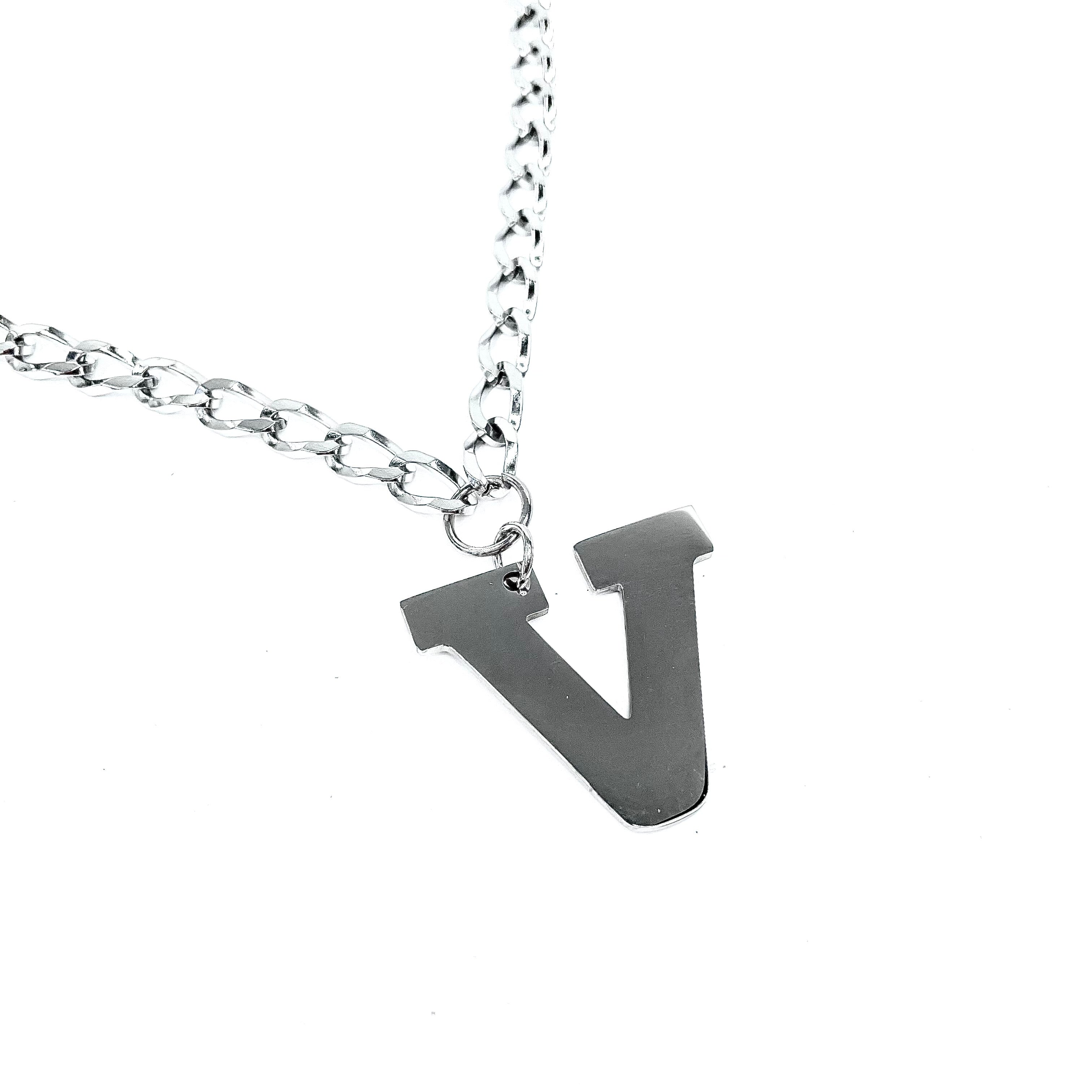 Lettering Legend Necklace Necklaces Cerese D, Inc. Silver V