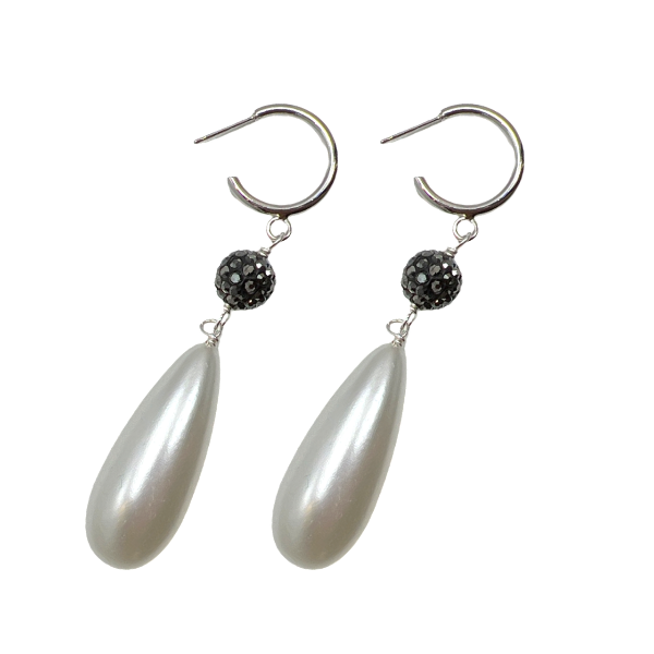 Precious Acrylic Pearl Earrings Earring Cerese D, Inc. Jet