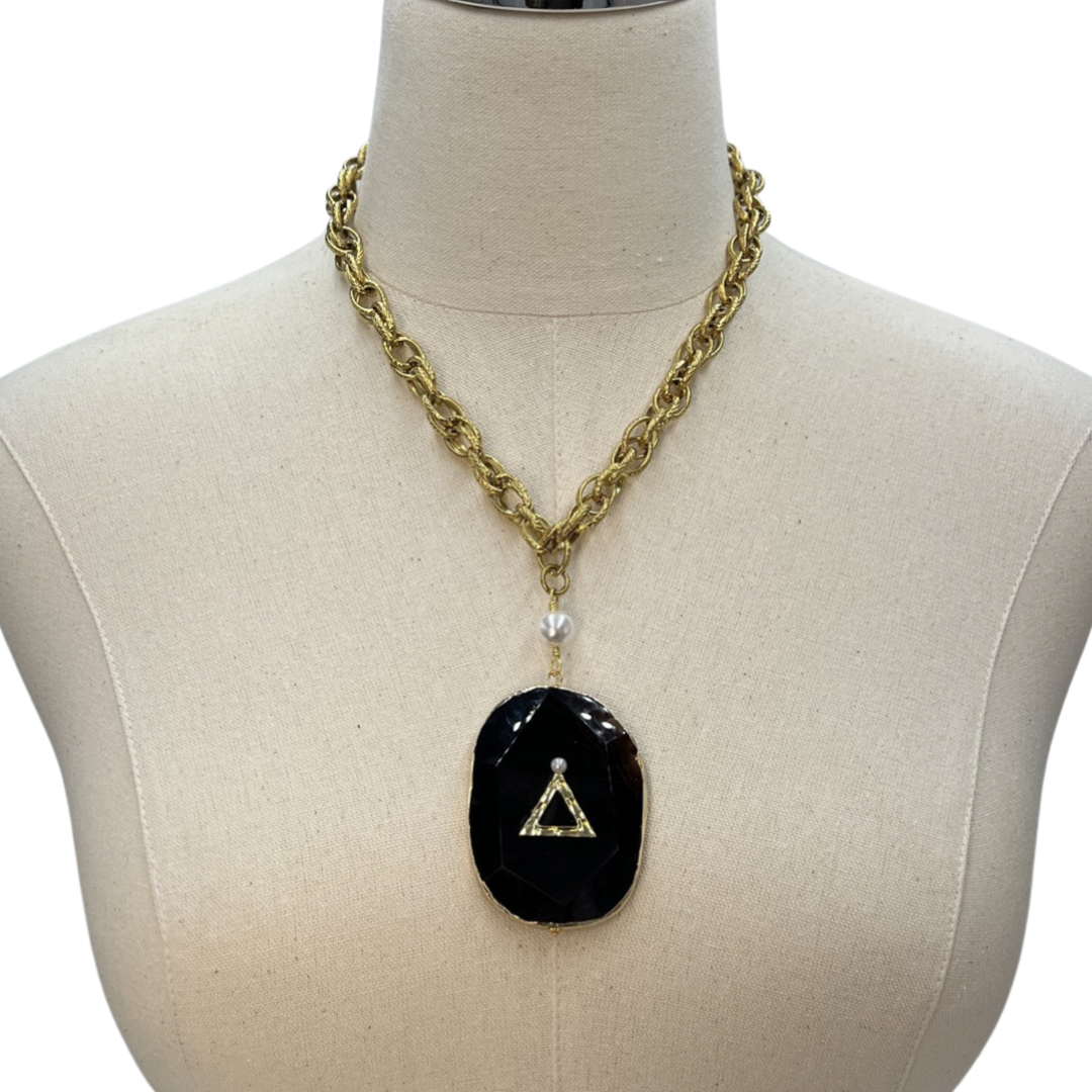 Delta Spin Necklace DELTA Necklaces Cerese D, Inc. Black