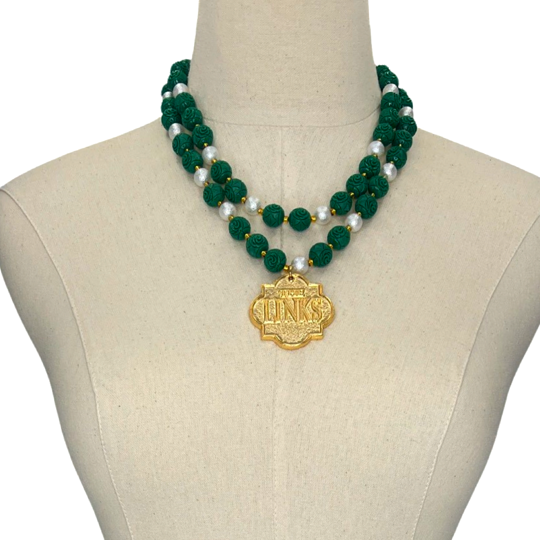 Links Green Blade Necklace LINKS Necklaces Cerese D, Inc. Gold