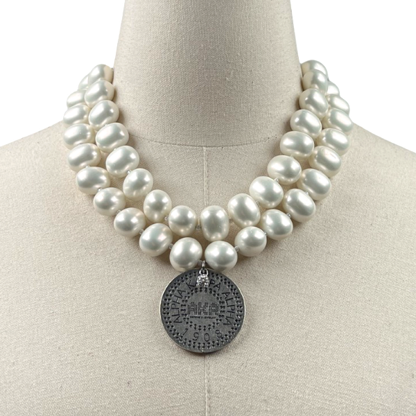 AKA Classic Pearl Double Necklace AKA Necklaces Cerese D Jewelry Silver Modern DBL