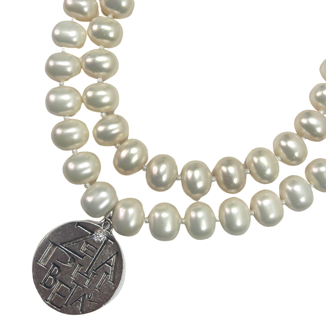 Zeta Classic Pearl Double Necklace Zeta Necklace Cerese D Jewelry