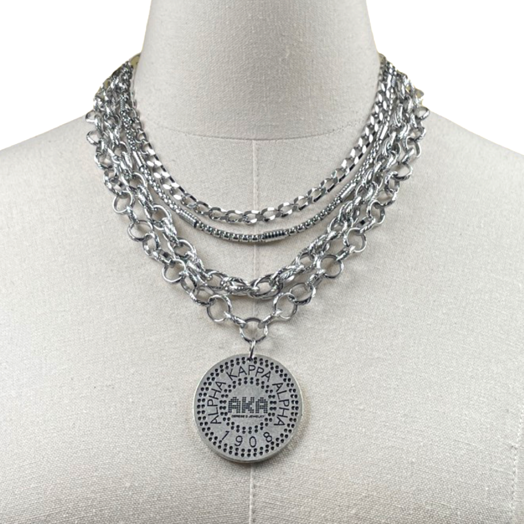 AKA Classic Beat Necklace AKA Necklaces Cerese D, Inc. Silver