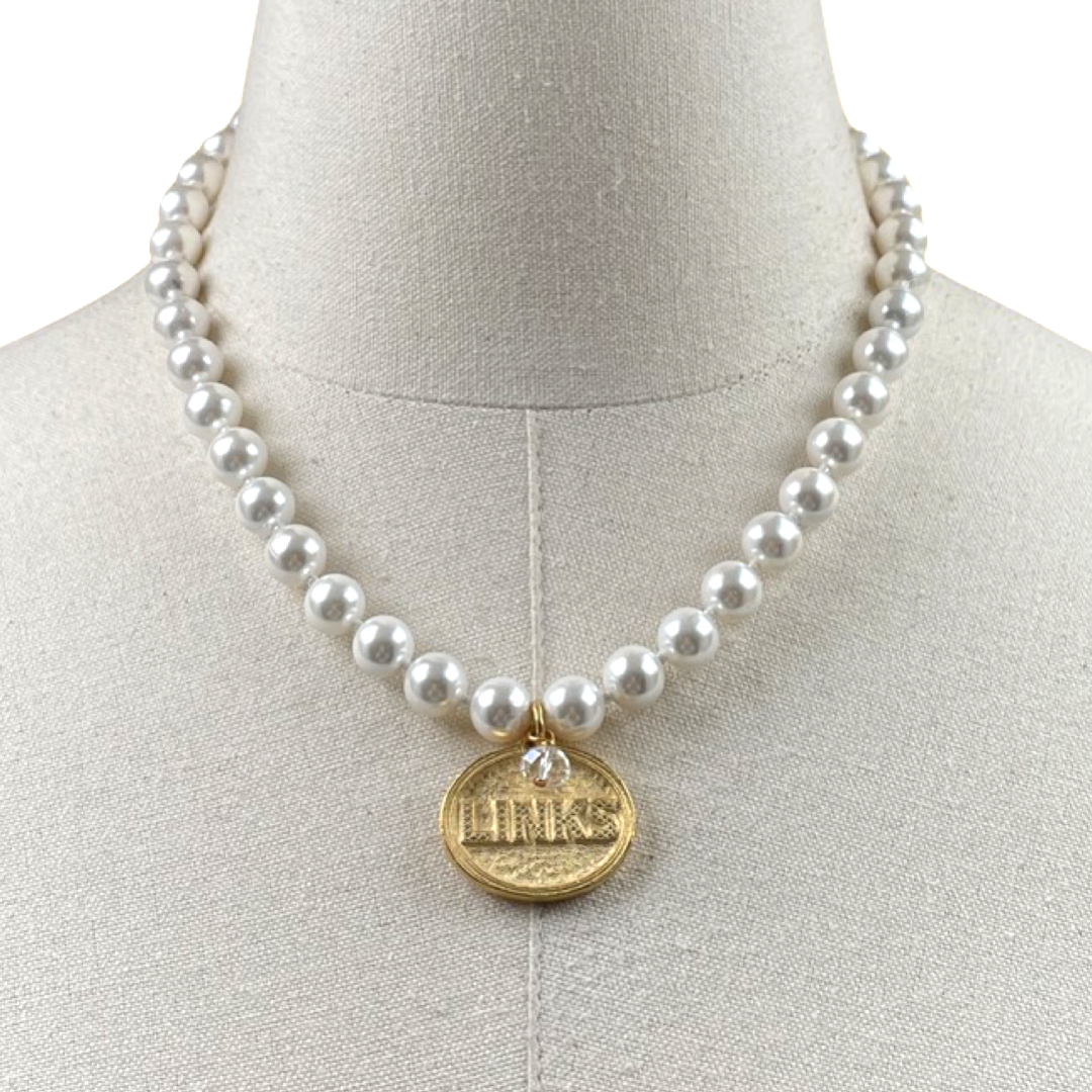 Links Classic Pearl 10 Necklace LINKS Necklaces Cerese D Jewelry Gold Oval