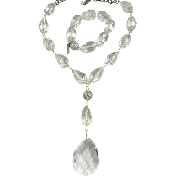 Clarrissa Clear Necklace Necklaces Cerese D, Inc. Silver