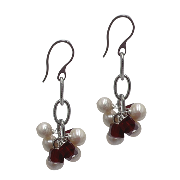 Sublime Beauty Earrings Earrings Cerese D, Inc. Red Silver
