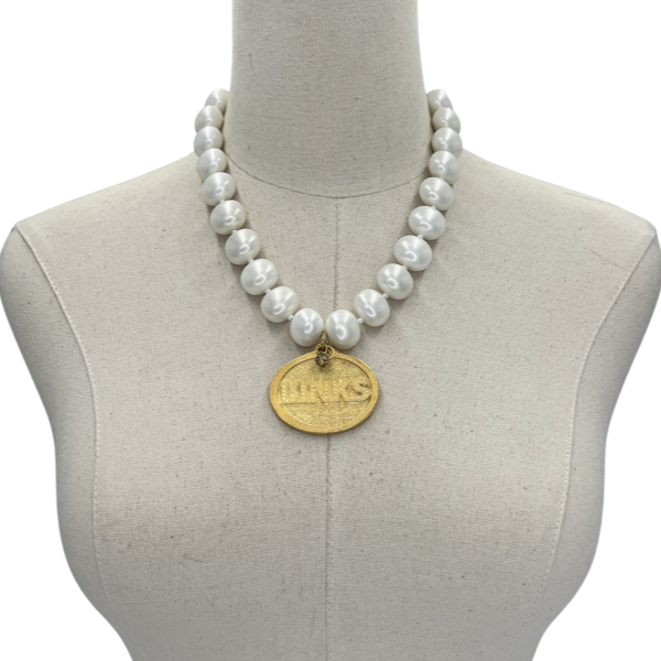 Links Classic Pearl Single Necklace LINKS Necklaces Cerese D Gold Oval