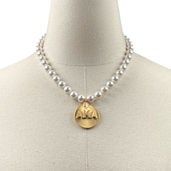 AKA Classic Pearl 10 Necklace AKA Necklaces Cerese D Jewelry Gold Radiant