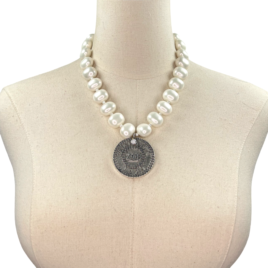 Zeta Classic Pearl Single Necklace Zeta Necklace Cerese D Jewelry Modern
