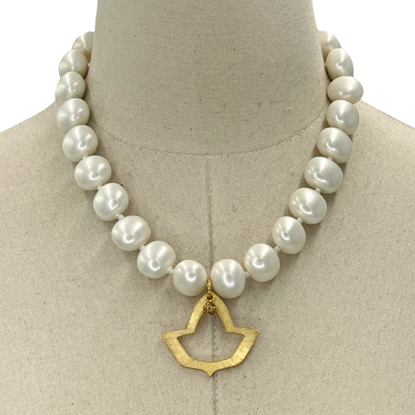 AKA Classic Pearl Single Necklace AKA Necklaces Cerese D Jewelry Gold Open Ivy