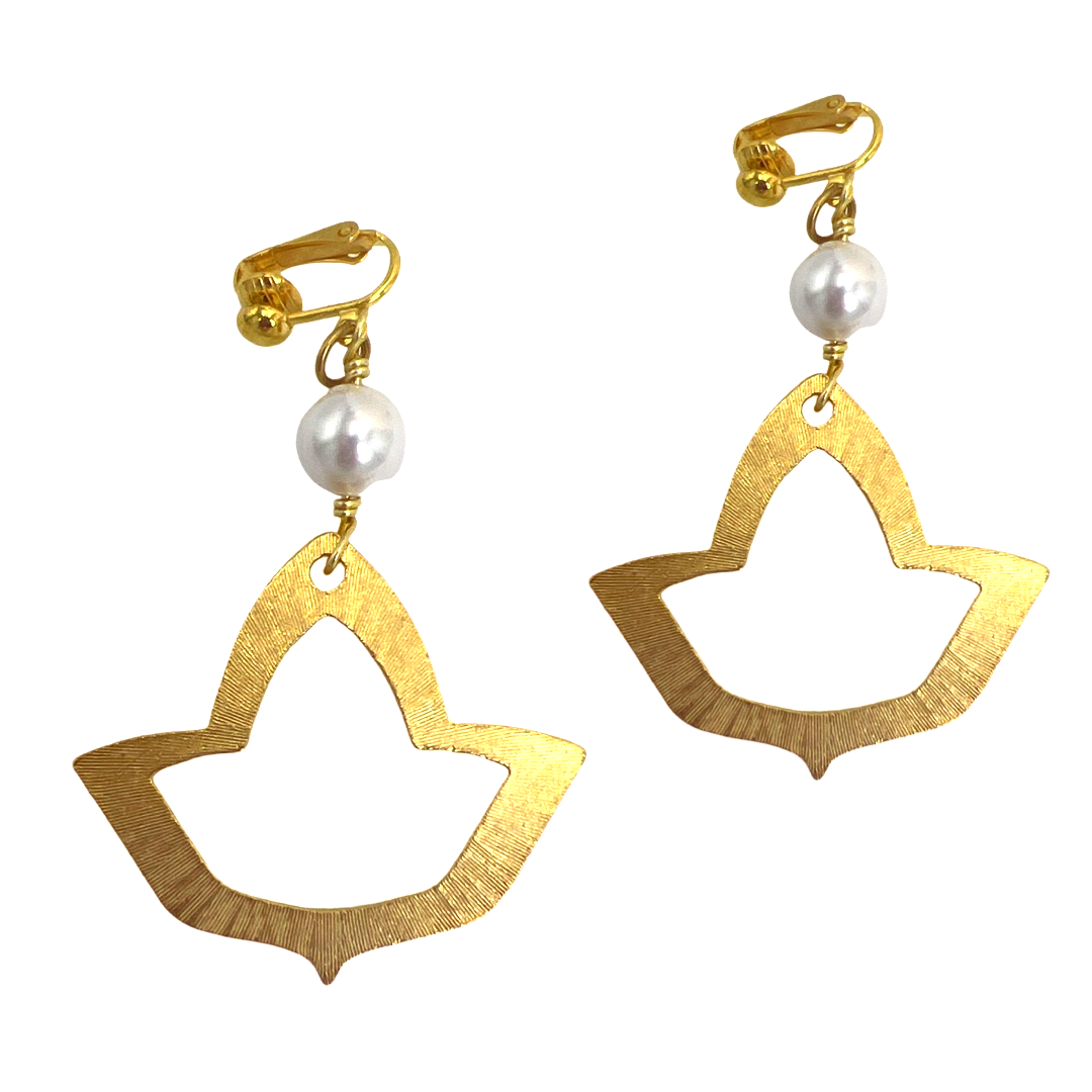 AKA Small Ivy Pearl Earring AKA Earrings Cerese D, Inc. Gold Clip On