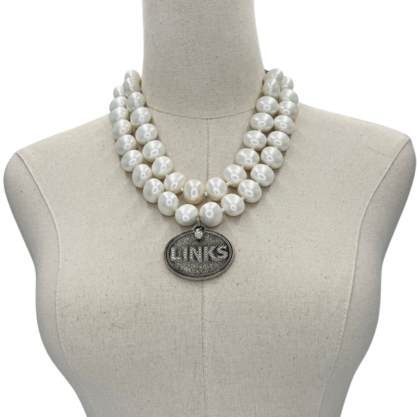 Links Classic Pearl Double Necklace LINKS Necklaces Cerese D Silver Oval DBL
