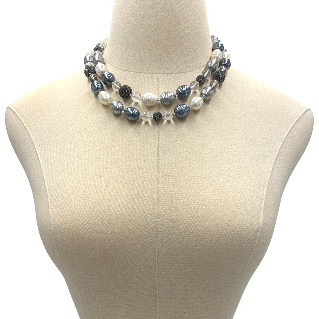 Grey Hype Mixed Necklace Necklaces Cerese D, Inc.