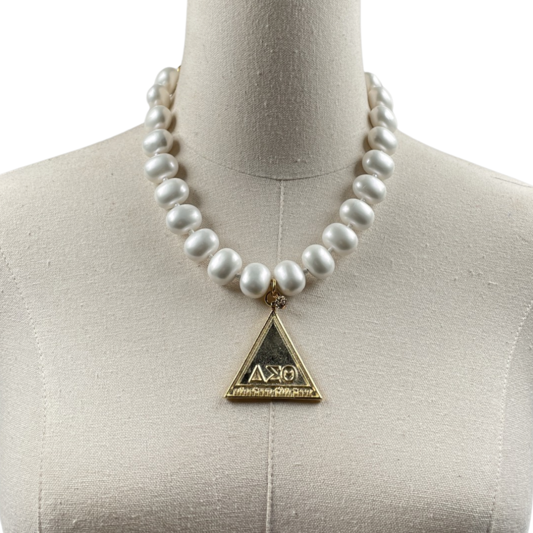 Delta Classic Pearl Single Necklace DELTA Necklaces Cerese D Jewelry Gold Pryamid
