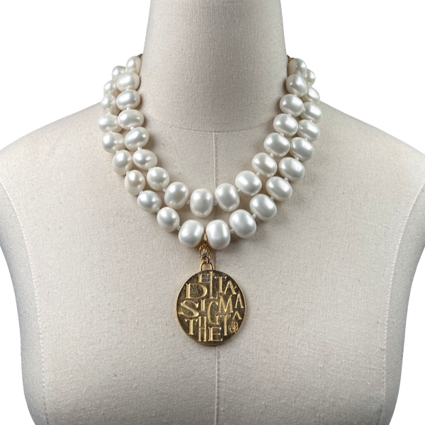 Delta Classic Pearl Double Necklace DELTA Necklaces Cerese D Jewelry Gold Funky DBL