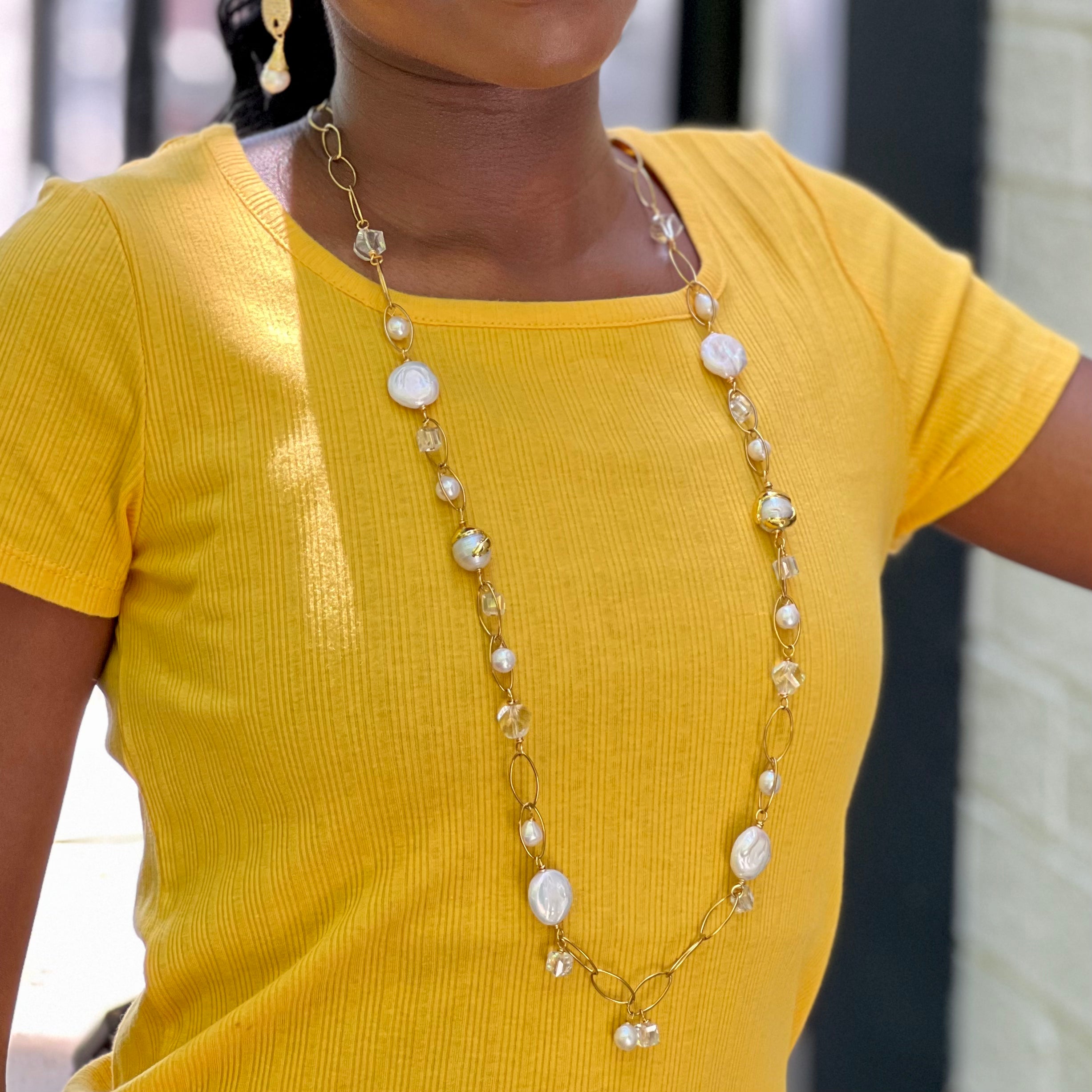Little Feather Alluring Pearl Necklace Necklaces Cerese D, Inc.