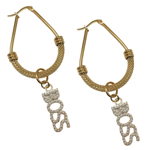 Lavish Boss Hoop Earrings Earrings Cerese D, Inc.