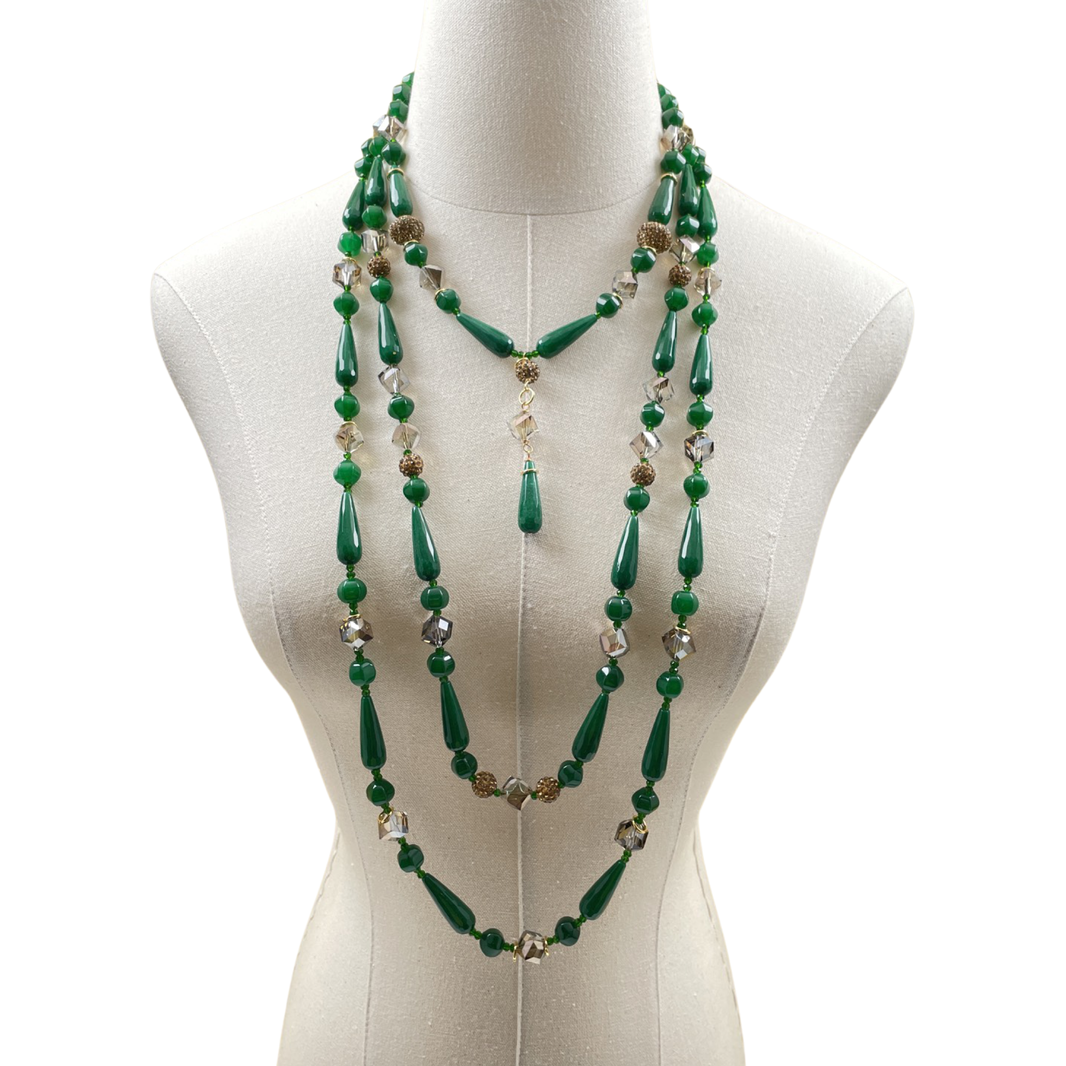Green Jade Living Night Necklace Necklace Cerese D, Inc.