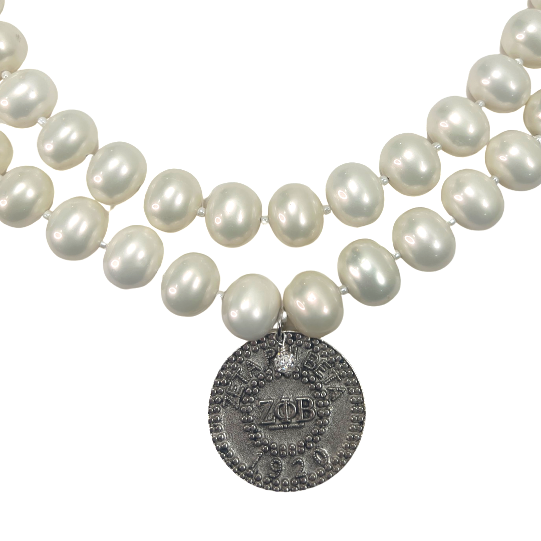 Zeta Classic Pearl Double Necklace Zeta Necklace Cerese D Jewelry